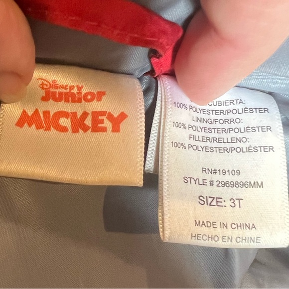 3T Mickey Puffer Coat Disney Jr. with Hood - grey & red - Picture 2 of 4